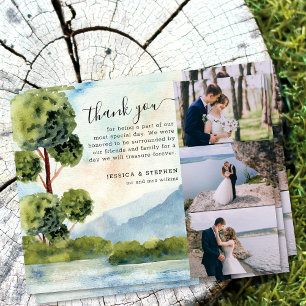Carte De Remerciements Mariage aquarelle Lac Evergreen 3 Photo