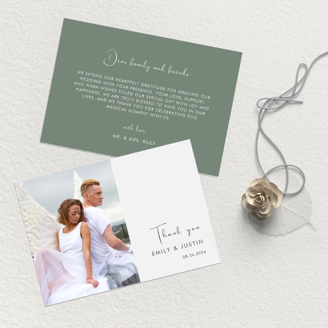 Carte De Remerciements Mariage Aquarelle moderne Fleurs blanches (Créateur téléchargé)