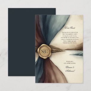 Carte De Remerciements Mariage Aquarelle Ombre Prune et Bleu