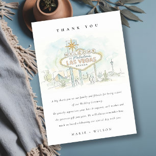 Carte De Remerciements Mariage aquarelle paysage Las Vegas Nevada