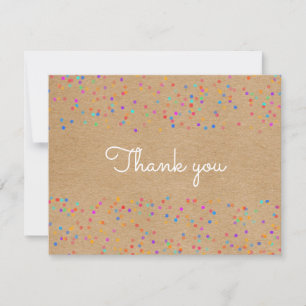 Carte De Remerciements Mariage arc-en-ciel Confetti Rustique Kraft Script