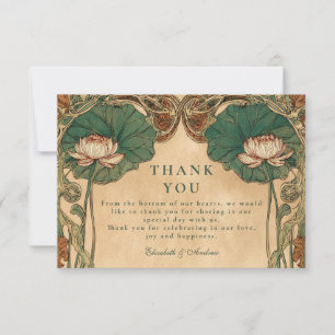 Carte De Remerciements Mariage Art Nouveau Lotus Floral