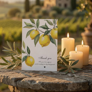 Carte De Remerciements Mariage au citron à l'aquarelle
