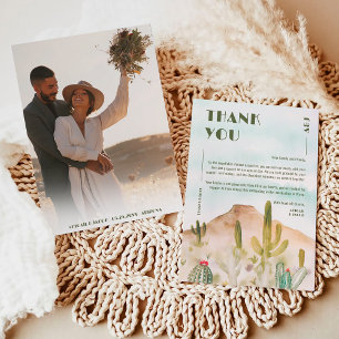 Carte De Remerciements Mariage au désert Boho Cactus Arizona