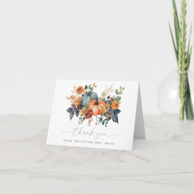 Carte De Remerciements Mariage Automnal de Citrouilles (Devant)
