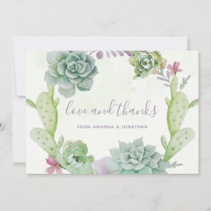 Carte De Remerciements Mariage aux cactus succulents de désert aquarelle
