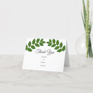 Carte De Remerciements Mariage aux feuilles de Laurier Vert