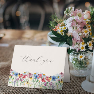 Carte De Remerciements Mariage aux fleurs sauvages Floral rustique de cam