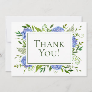 Carte De Remerciements Mariage aux Hortensias Bleus 