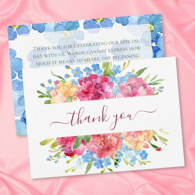 Carte De Remerciements Mariage aux Œillets & Myosotis (Créateur téléchargé)
