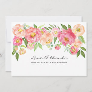Carte De Remerciements Mariage aux pivoines aquarelles