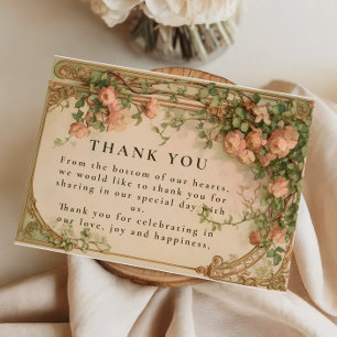 Carte De Remerciements Mariage avec Arche de Roses Vintage