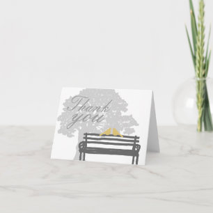 Carte De Remerciements Mariage avec des oiseaux sur un banc de parc
