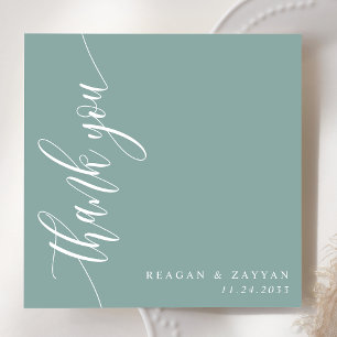 Carte De Remerciements Mariage avec écriture calligraphique bleu sarcelle