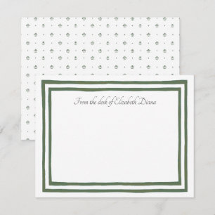 Carte De Remerciements Mariage avec Impression Botanique Verte et Blanche