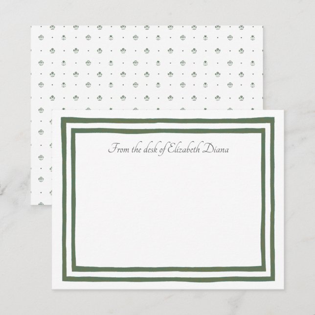 Carte De Remerciements Mariage avec Impression Botanique Verte et Blanche (Devant / Derrière)