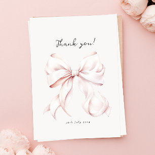 Carte De Remerciements Mariage avec un Nœud Rose