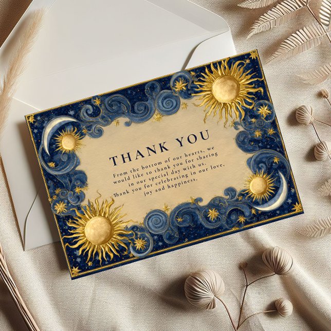 Carte De Remerciements Mariage Baroque Céleste Doré (Créateur téléchargé)