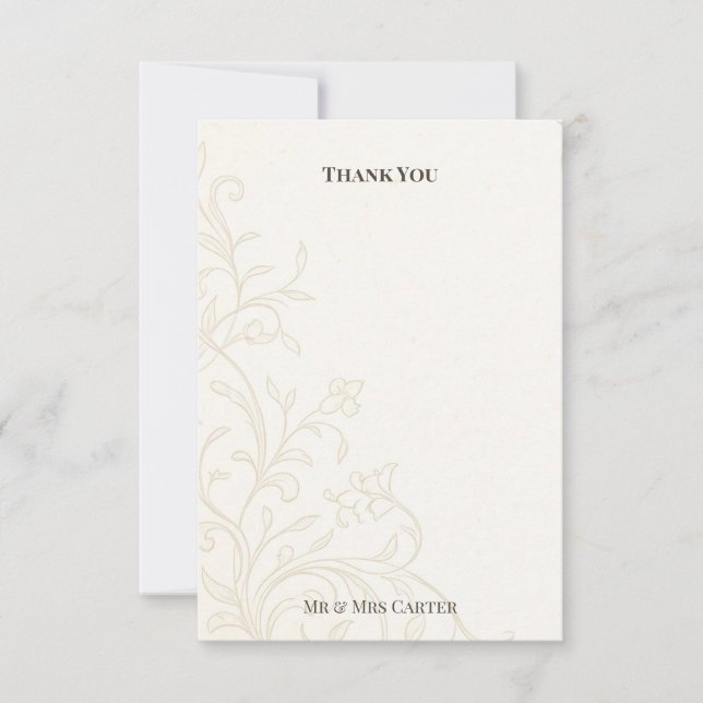 Carte De Remerciements Mariage Baroque Or (Devant)