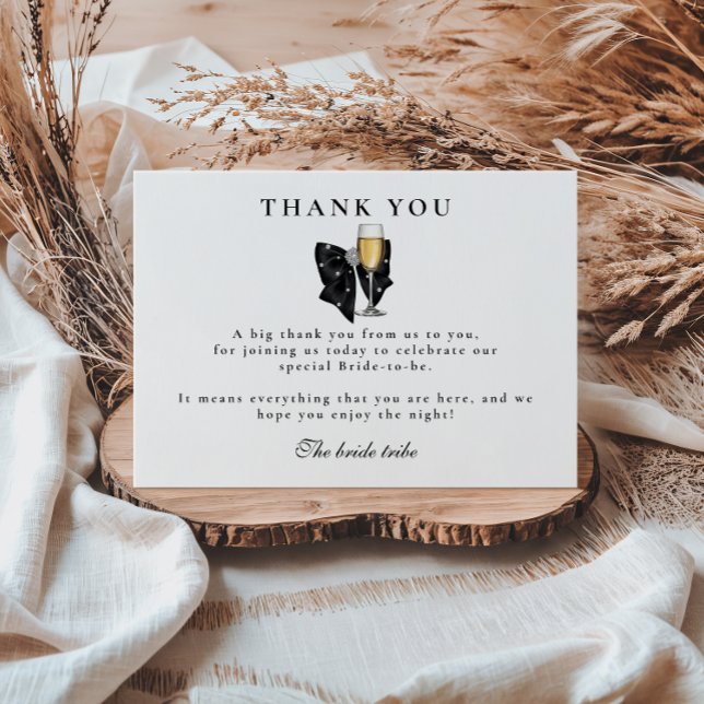 Carte De Remerciements Mariage Black Pearl Bow (Créateur téléchargé)