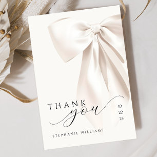 Carte De Remerciements Mariage Blanc avec Ruban