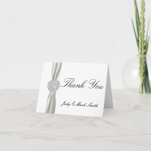 Carte de remerciements Mariage blanc Diamond Heart (Devant)