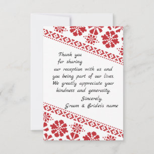 Carte de remerciements Mariage blanc et rouge Tatr