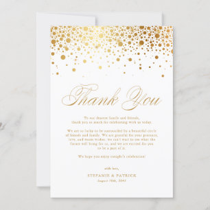 Carte De Remerciements Mariage blanc Faux Gold Foil Confetti Dots