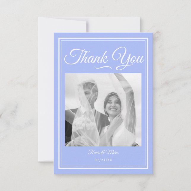 Carte de remerciements Mariage bleu (Devant)