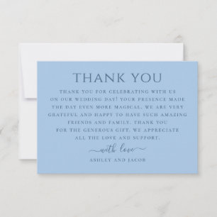 Carte De Remerciements Mariage Bleu ciel pastel Appréciation minimalist