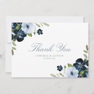 Carte De Remerciements mariage bleu clair marine