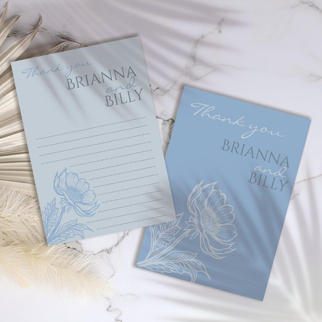 Carte de remerciements Mariage bleu minimaliste (Créateur téléchargé)