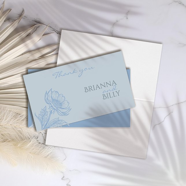 Carte de remerciements Mariage bleu minimaliste (Créateur téléchargé)