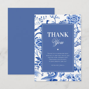 Carte De Remerciements Mariage bleu vintage dans le style de la chinoiser
