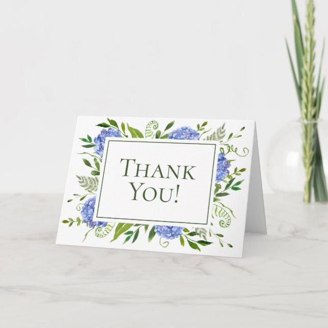 Carte De Remerciements Mariage Blue Hydrangeas (Devant)