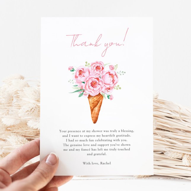 Carte De Remerciements Mariage Blush Rose Floral Glace Mariage Shower (Créateur téléchargé)
