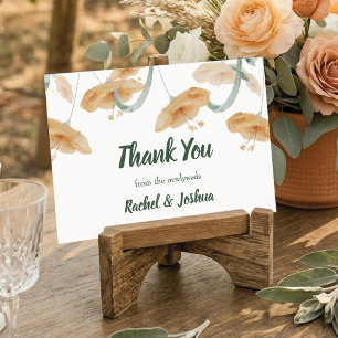 Carte De Remerciements Mariage Bohème aux fleurs sauvages pêche et vert s