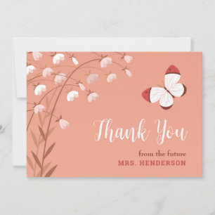 Carte De Remerciements Mariage Bohème Chic Papillon Floral Élégant