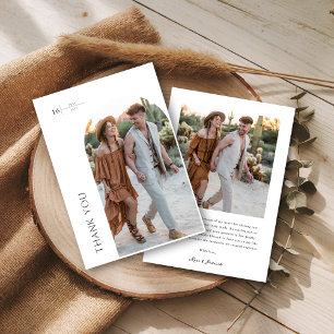 Carte De Remerciements Mariage Bohème Couple Photo classique Shower