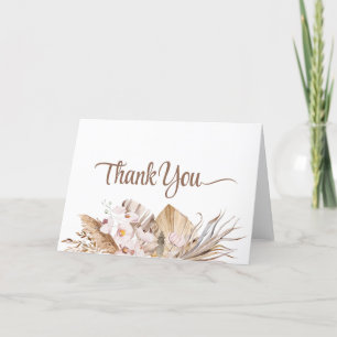 Carte De Remerciements Mariage Bohème Herbe de Pampas Orchidée Blanche