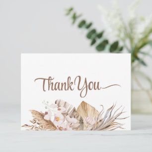 Carte De Remerciements Mariage Bohème Herbe des Pampas Orchidée Blanche
