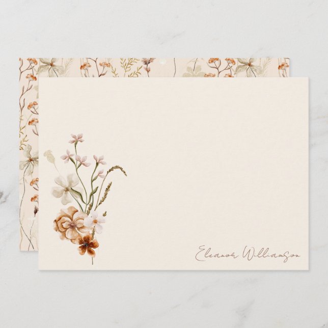 Carte De Remerciements Mariage Bohème Rustique Fleurs de Prairie Floral (Devant / Derrière)
