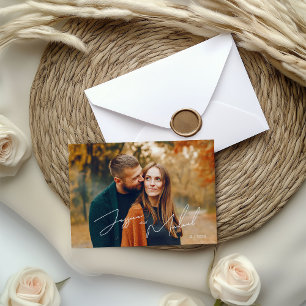 Carte De Remerciements Mariage Boho de script élégant photo