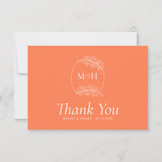 Carte De Remerciements Mariage Boho rose corail moderne