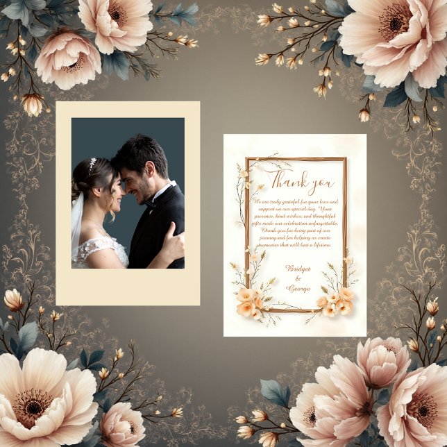 Carte De Remerciements Mariage botanique beige rustique (Créateur téléchargé)