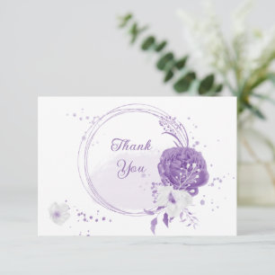 Carte De Remerciements mariage botanique blanc romantique violet