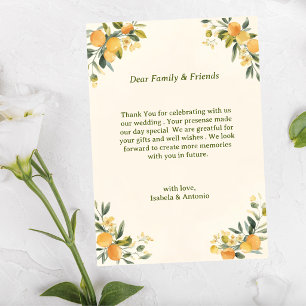 Carte De Remerciements Mariage Botanique Citron Méditerranéen