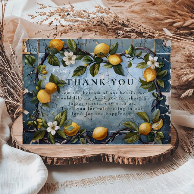 Carte De Remerciements Mariage Botanique de Citron Frais (Créateur téléchargé)