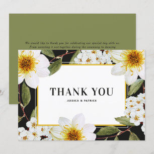 Carte De Remerciements Mariage botanique de Dahlia blanc et Spirea