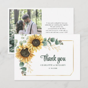 Carte De Remerciements Mariage botanique de tournesol d'aquarelle